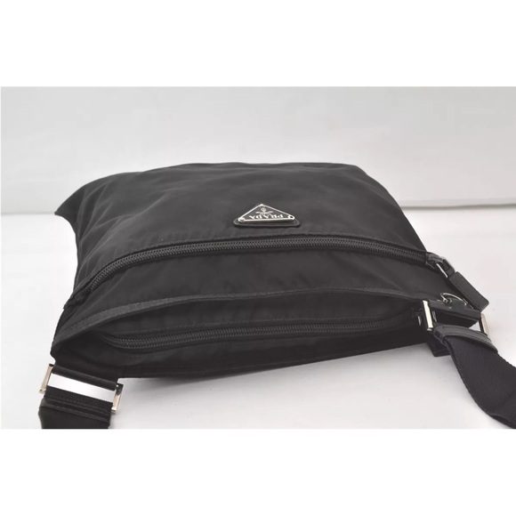Authentic PRADA Nylon Tessuto Leather Shoulder Cross Body Bag Purse Black - Picture 5 of 12